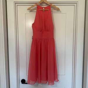 Elegant Coral Halter Dress